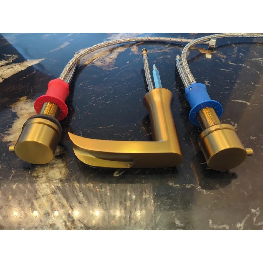 HEYMYTAP Roman Bathtub Faucet Set 2 Handle Brushed Gold Tub Faucet